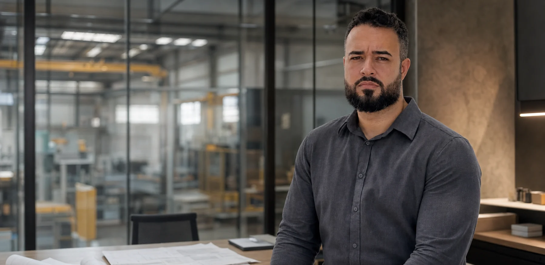 Carlos Barreto em ambiente corporativo conectado à operação industrial